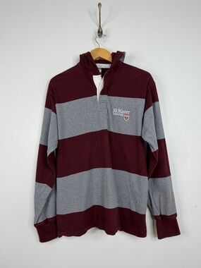 Barbarian Rugby Casuals Hoodie Men's Medium McMaster University Gray Red Polo